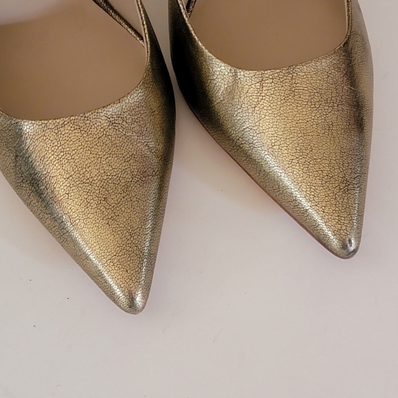 CHARLES DAVIDMetallic Gold Pointy Toe Stiletto Heels Size 9 - Picture 7 of 12